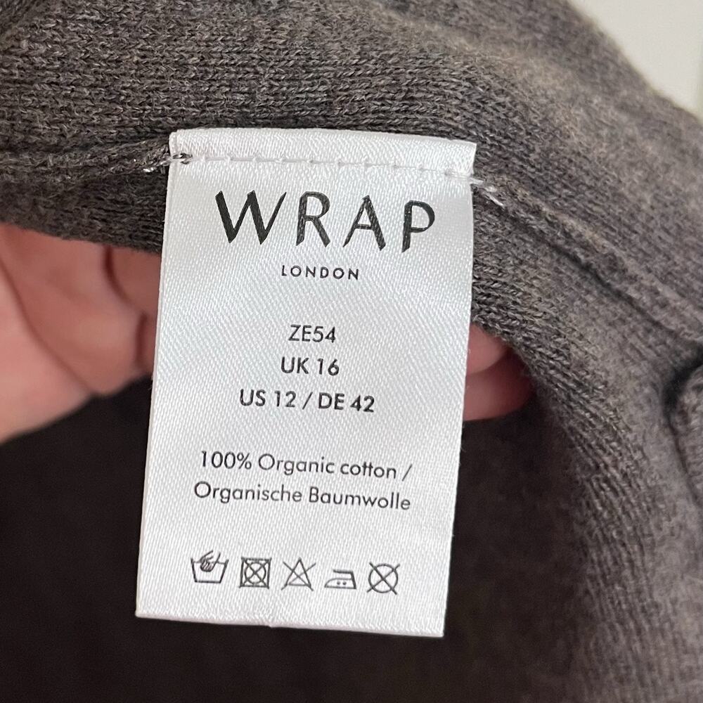Wrap London Women’s US 12 Organic Cotton Hooded Cardigan Brown Open Front - Picture 7 of 7